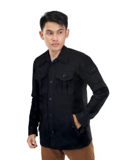 KEMEJA PRIA LENGAN PANJANG HITAM CANVAS INFICLO INF 162