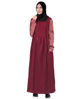 GAMIS MUSLIM WANITA MERAH MOSCREPE INFICLO INF 942