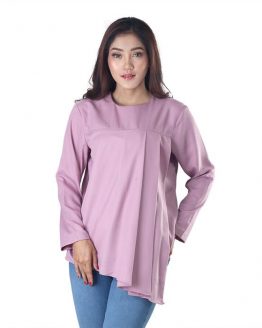 PAKAIAN ATASAN BLOUSE KASUAL WANITA UNGU COTTON INFICLO SFC 362
