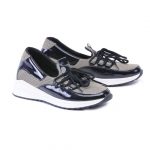 GARSEL SEPATU SNEAKERS WANITA HITAM ABU SYNTHETIC MESH GES 6613