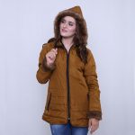 CATENZO JAKET PARKA HOODIE WANITA TAN MICRO DI 096