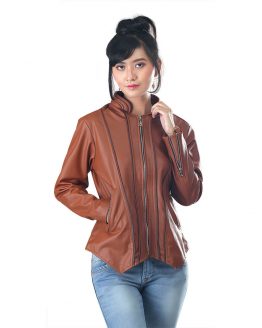 JAKET KULIT OUTDOOR KASUAL WANITA PREMIUM TAN VIENA INFICLO SZK 148