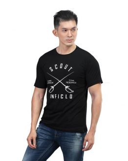 KAOS TSHIRT KASUAL PRIA HITAM COTTON COMBED INFICLO SGN 115