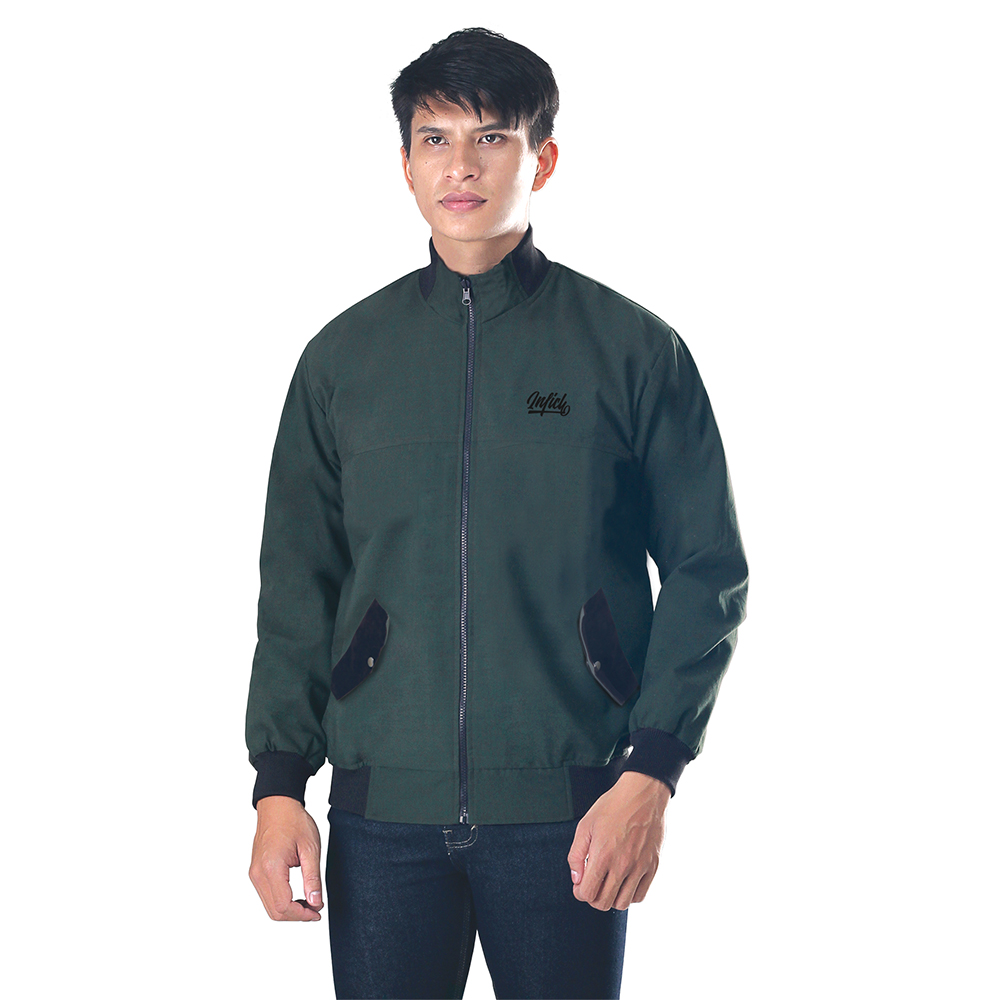 JAKET OUTDOOR PRIA PREMIUM HIJAU CANVAS INFICLO SMD 364