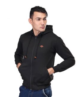 JAKET HOODIES KASUAL PRIA HITAM FLEECE INFICLO SGU 420