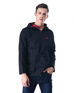 JAKET OUTDOOR HOODIE KASUAL PRIA PREMIUM HITAM DRILL INFICLO SMD 375
