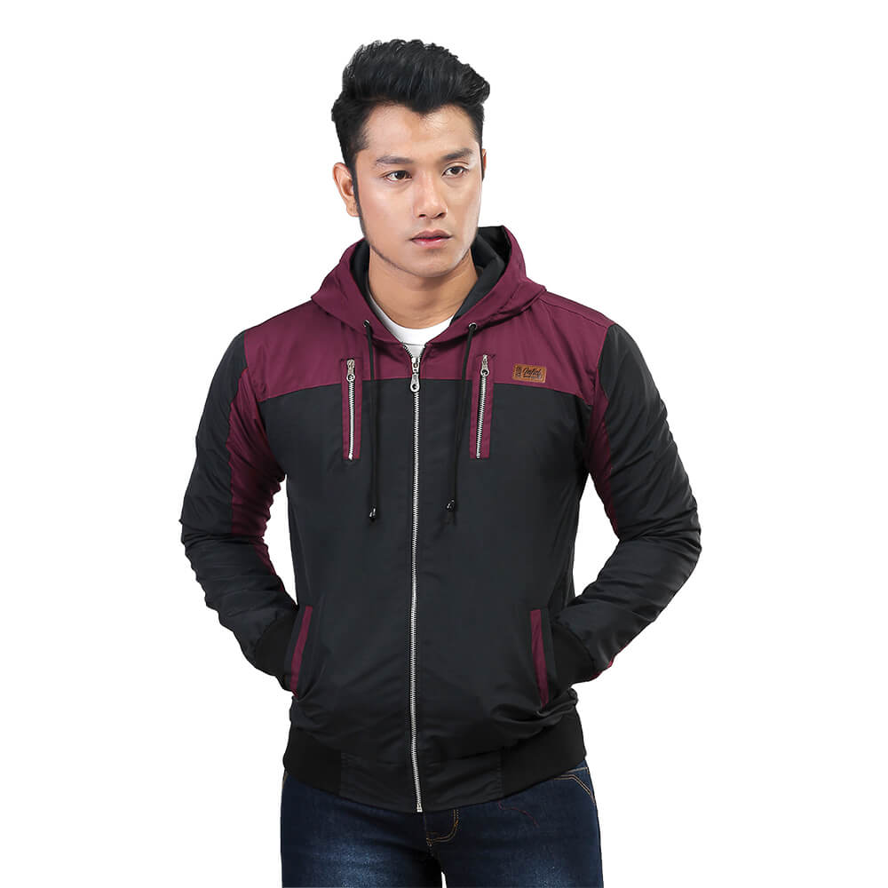 JAKET HOODIES KASUAL PRIA HITAM TASLAN INFICLO SDN 758
