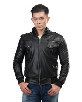 JAKET KULIT OUTDOOR KASUAL PRIA PREMIUM HITAM VIENA INFICLO SZK 679