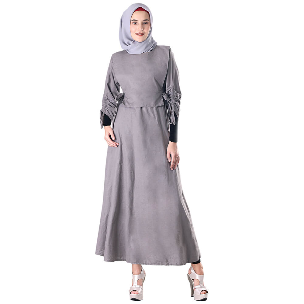PAKAIAN GAMIS WANITA ABU COTTON INFICLO SDT 133