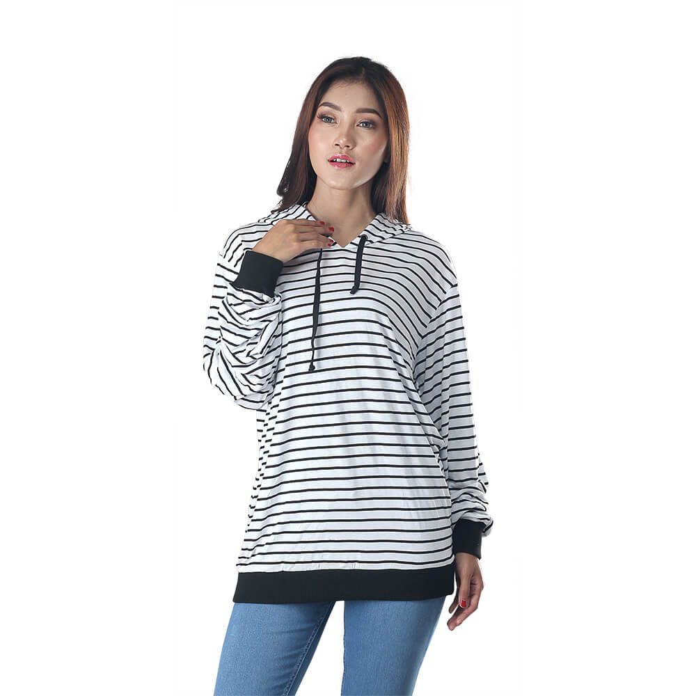 SWEATER HOODIE KASUAL WANITA PREMIUM PUTIH SPANDEK INFICLO SCR 444
