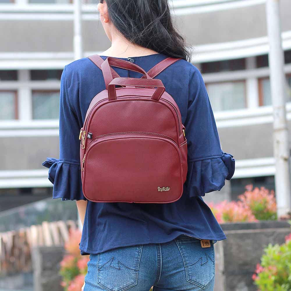 TAS RANSEL BACKPACK KASUAL WANITA ORIGINAL MARUN VIROTEX INFICLO SRI 648 - Image 4