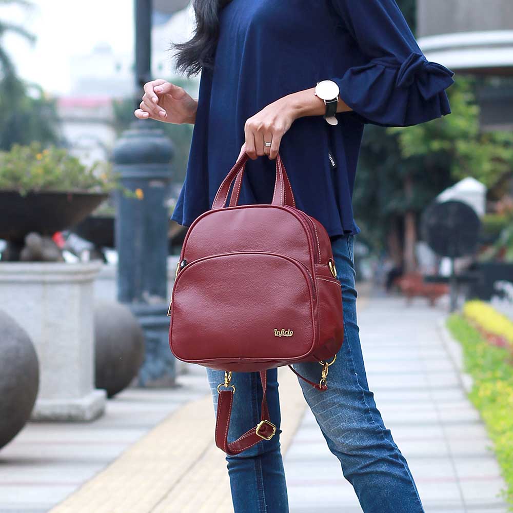 TAS RANSEL BACKPACK KASUAL WANITA ORIGINAL MARUN VIROTEX INFICLO SRI 648 - Image 5