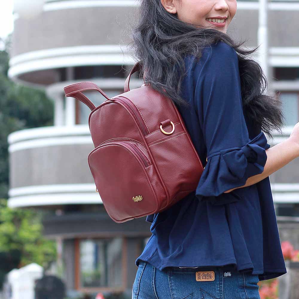 TAS RANSEL BACKPACK KASUAL WANITA ORIGINAL MARUN VIROTEX INFICLO SRI 648 - Image 6