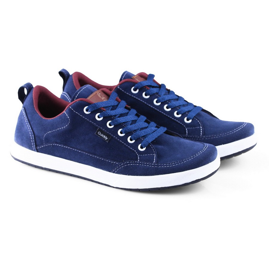 SEPATU SNEAKERS PRIA PREMIUM CARTER NAVY SUEDE SYNTHETIC LEATHER TPR QUICKLY QSN 006